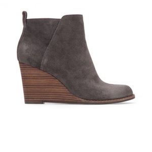 Lucky brand 'Yezzah' suede stacked wedge bootie